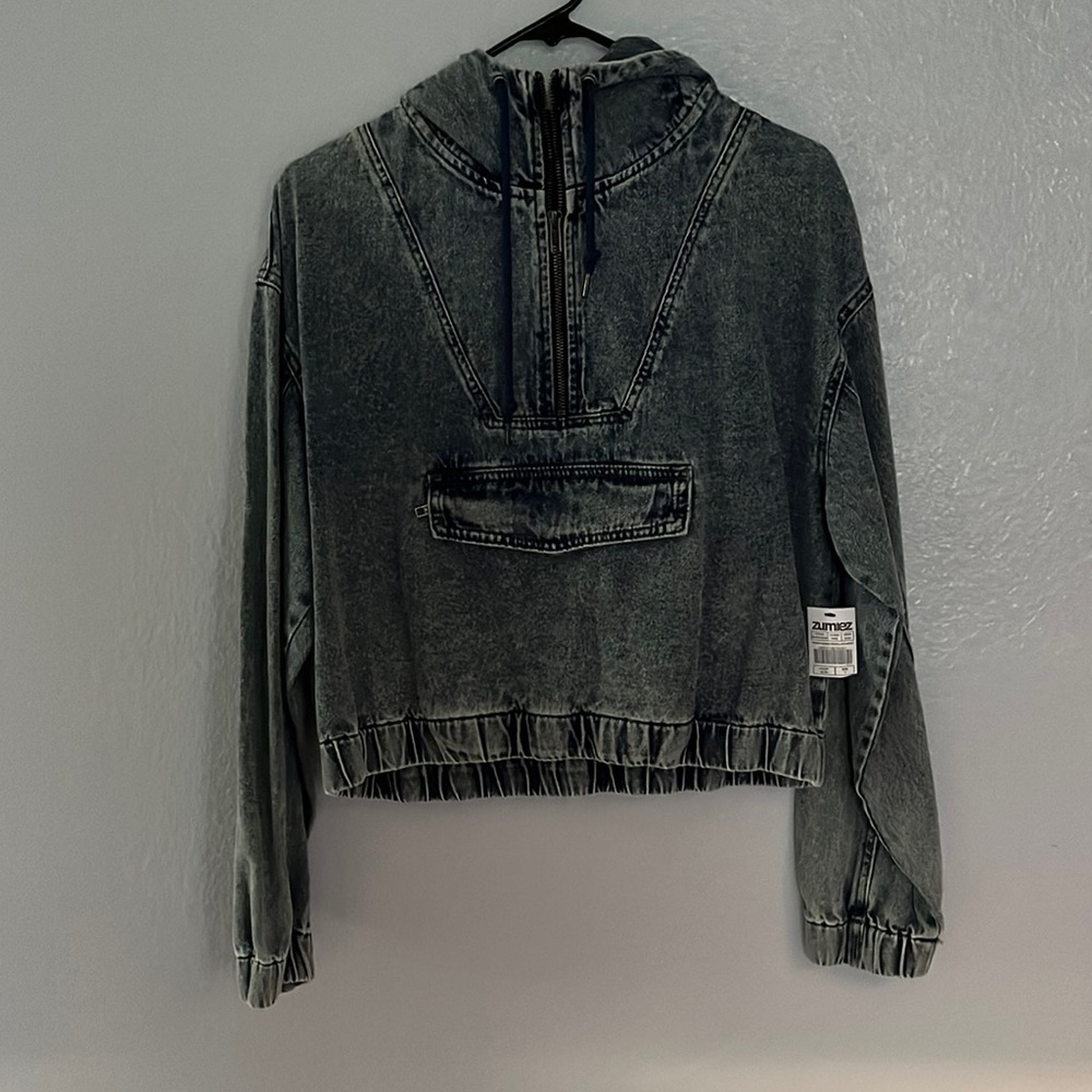Zumiez Acid Wash Jean Hoodie in Small